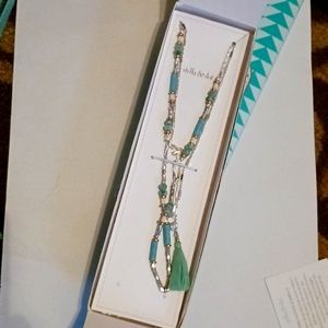 Stella & Dot 2 strand silver /turquoise layering necklace